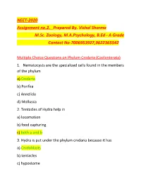NEET-2020 Assignment No.2. Prepared By. Vishal Sharma M.Sc