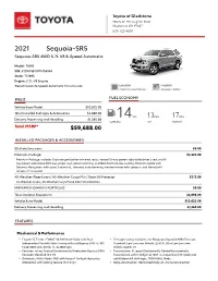 2021 Sequoia-SR5 Sequoia-SR5 4WD 5.7L V8 6-Speed Automatic