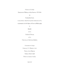 A Sense of the Real: Experimental Writing and the Sciences, 1879