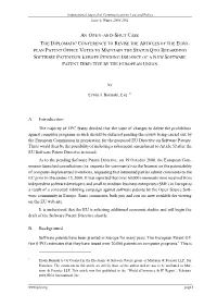 An Open-And-Shut Case the Diplomatic Conference To