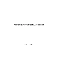 Appendix B: Critical Habitat Assessment