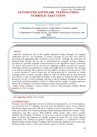 Automated Software Testing Using Symbolic Execution