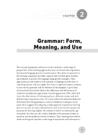 Grammar: Form, Meaning, and Use