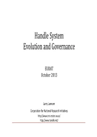 Handle System Evolution and Governance