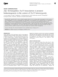 Jdp2 Downregulates Trp53 Transcription to Promote Leukaemogenesis in the Context of Trp53 Heterozygosity