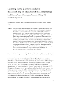 Learning in the 'Platform Society'