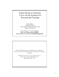 Named Things in Chemistry: a New On-Line Database for Research and Teaching
