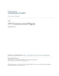 1973 Commencement Program Seattle Niu Versity