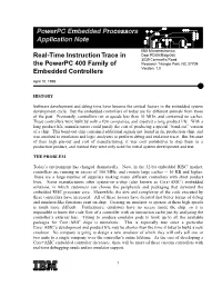 Real-Time Instruction Trace in the Powerpc 400 Family of Embedded
