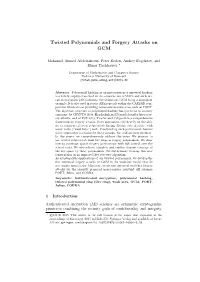 Twisted Polynomials and Forgery Attacks on GCM