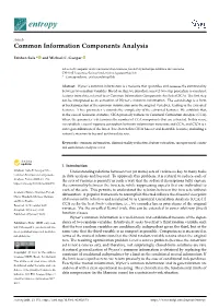 Common Information Components Analysis