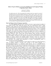 Indirect Negative Evidence As Corrective Feedback in Second Language Writing: Comparing Output to Input