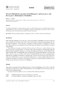 Zootaxa, Two New Dolichoderine Ant Genera From