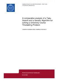 A Comparative Analysis of a Tabu Search and a Genetic Algorithm for Solving a University Course Timetabling Problem