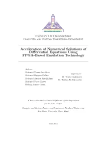 Acceleration of Numerical Solutions of Differential Equations Using FPGA