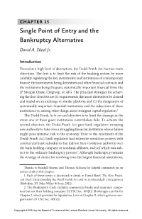 Chapter 15: Single Point of Entry and the Bankruptcy Alternative