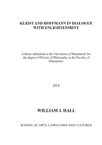 Kleist and Hoffmann in Dialogue with Enlightenment