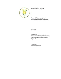 Muskowekwan Project Terms of Reference for the Environmental Impact Statement Table of Contents