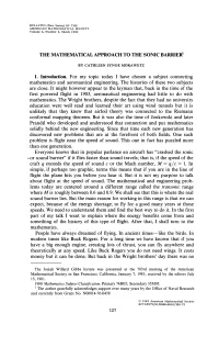 The Mathematical Approach to the Sonic Barrier1