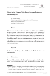 What Is the Vulgate? Girolamo Seripando's Notes on the Vulgate