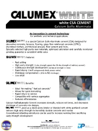White CSA CEMENT Calcium Sulfo Aluminate
