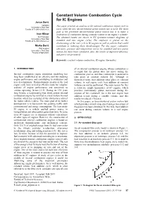 Constant Volume Combustion Cycle for IC Engines