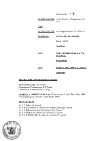 Decision No. C/&/99 in the MATTER of the Resource Management Act