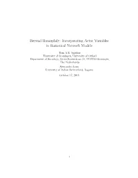 Incorporating Actor Variables in Statistical Network Models
