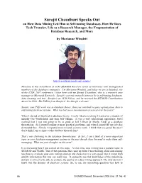 Surajit Chaudhuri Speaks