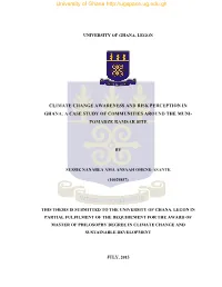 Climate Change Awareness and Risk Perception in Ghana: a Case Study of Communities Around the Muni- Pomadze Ramsar Site