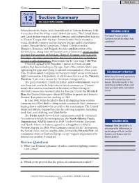 Section Summary 12 the COLD WAR BEGINS SECTION 1