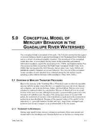 5.0 Conceptual Model of Mercury Behavior in the Guadalupe River Watershed