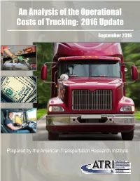 An Analysis of the Operational Costs of Trucking: 2016 Update