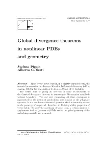 Global Divergence Theorems in Nonlinear Pdes and Geometry
