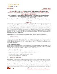 GLOBAL JOURNAL of ENGINEERING SCIENCE and RESEARCHES DESIGN and FABRICATION of METAL DETECTING MECHANICAL SPIDER USING KLANN MECHANISM Prof