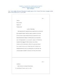 Sample Pages of a Research Paper Using Parenthetical Notes (Mla Format)
