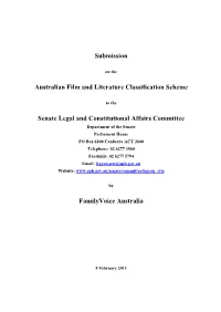 Submission Australian Film and Literature Classification Scheme