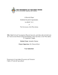 A Research Paper Submitted in Partial Requirements for HUEC 3012 of the University of the West Indies