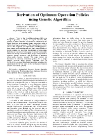 Derivation of Optimum Operation Policies Using Genetic Algorithm