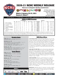 NCHC Weekly Release