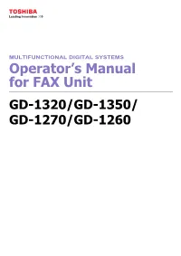 Operator's Manual for FAX Unit