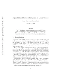 Separability of Solvable Subgroups in Linear Groups