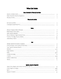 Wine List Index