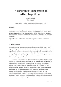 A Coherentist Conception of Ad Hoc Hypotheses