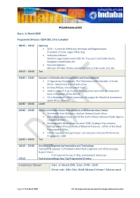 Cesaindaba2020 Day 1, 11 March 2020 Programme Director: CESA