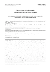 Crustal Faults in the Chilean Andes: Geological Constraints and Seismic Potential