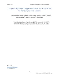 Cryogenic Hydrogen Oxygen Propulsion System (CHOPS) for Planetary Science Missions