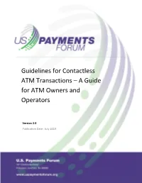 Guidelines for Contactless ATM Transactions – a Guide for ATM Owners and Operators