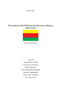 The Exclusion of the PYD from the 2016 Geneva III Peace Talks on Syria