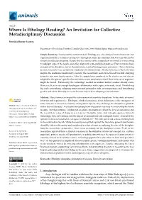 Where Is Ethology Heading? an Invitation for Collective Metadisciplinary Discussion